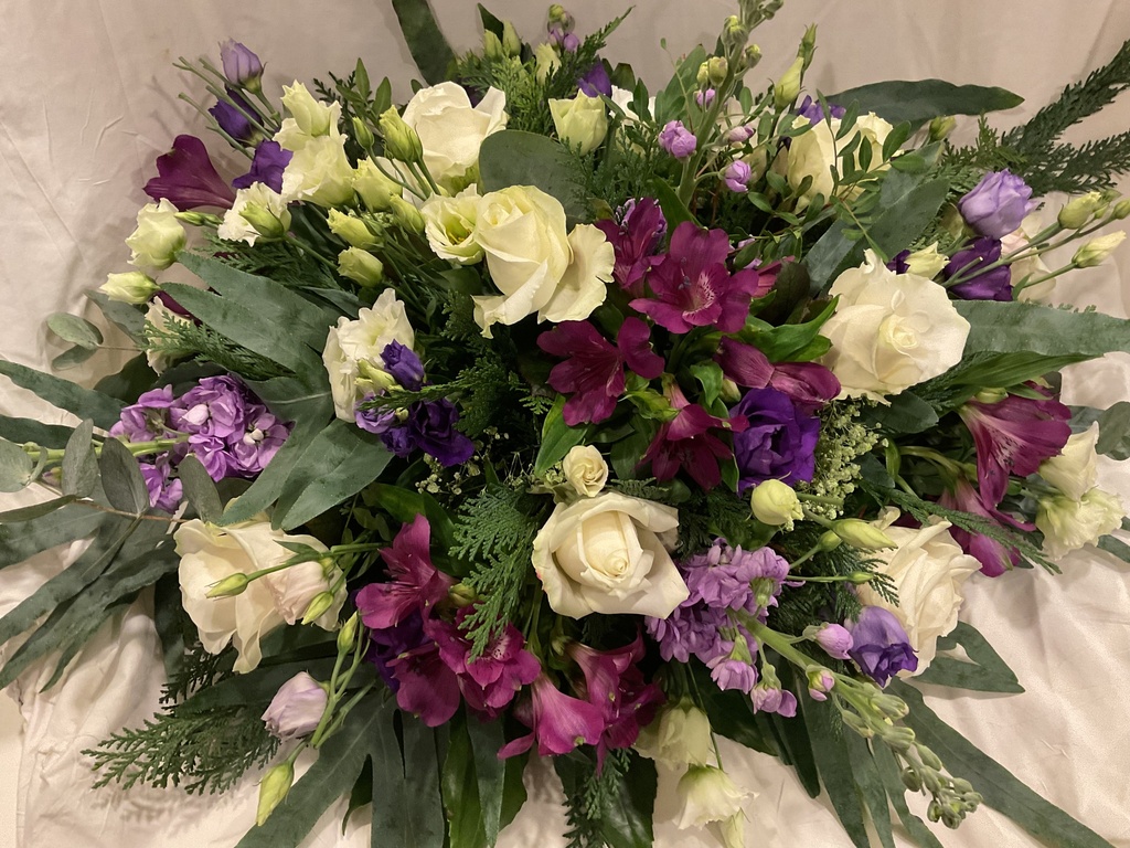 Rouwstuk wit en paars